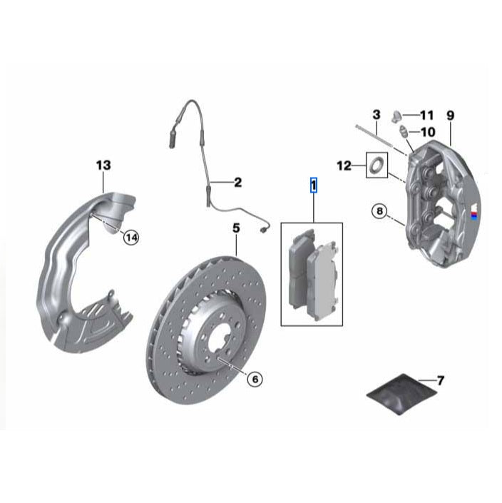 Genuine BMW Front Brake Pads M5 / M6 (And M2 Competition Option 2NH) - Red/Silver/Orange Caliper - 34112284869