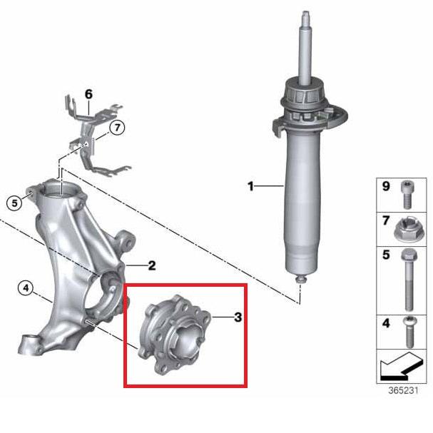 Genuine Front Wheel Hub & Bearing F80 F82 F83 F87 - 31207857506