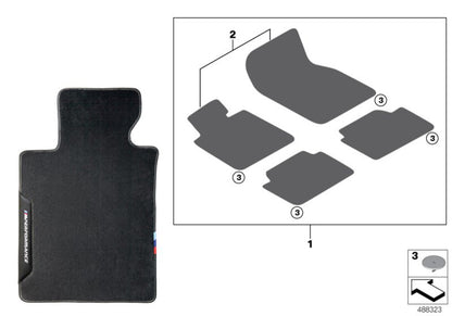 Genuine BMW G20 G21 M Performance Velour Carpet Mats - 51472457271